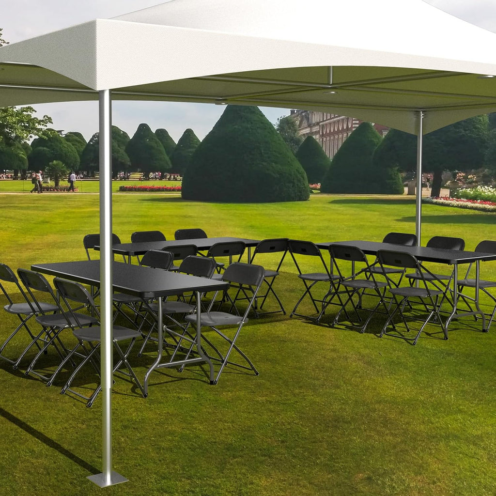 Bonnlo Folding Table 6ft, Portable Collapsible Plastic Black Long Tables for Party, Camping, Banquet, Craft, Dining, Wedding, Outdoor and Indoor Use