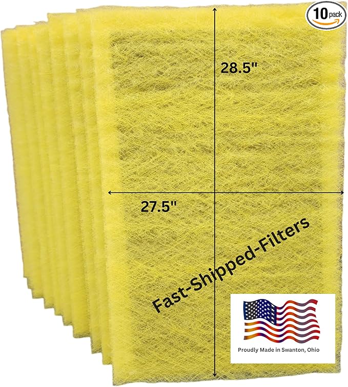 Fast-Shipped-Filters 10 Pack 30x30 Replacement Filter Pads Compatible with MicroPower Guard One Hour Air Cleaner Refill Yellow (10, Yellow, 30x30)