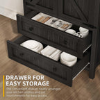 YITAHOME 64.5" Tall Kitchen Pantry Cabinet, Farmhouse Pantry Storage Cabinet with 2 Drawers & Adjustable Shelves, Ideal for Living Room, Kitchen or Hallway, Oak Black