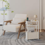 Leomonio White Side Table with Charging Station, Slim End Tables with Linen Basket, Skinny Table for Small Spaces, Thin Bedside Table for Living Room, Bedroom
