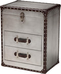 Baxton Studio Calidore Vintage Silver Metal 2-Drawer End Table