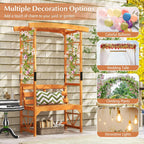 Giantex Garden Arbor with Bench - Wooden Garden Arch Trellis for Climbing Plants Vines, 2-Person Outdoor Bench, 48''W x 75''H Patio Archway for Lawn Wedding Party Ceremony Backyard Decor