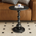 Round Side Table,Carbon Steel End Table,Small Accent Table,for Small Space Living Room Patio,Black