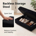 Modern Corduroy Sofa Storage Ottoman, Upholstered Memory Foam Footrest (Black Footrest)