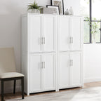Crosley Furniture Savannah 2-Piece Pantry Storage Cabinet Set with Shelves, Kitchen, Dining, or Laundry Room, White