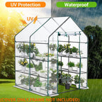Greenhouse Cover Replacement, 56×56×76 Inches PE Walk-in Greenhouse Cover for Gardening Plants w/Roll-Up Zipper Door, Waterproof Wind Rain Proof Frost Protection , Easy Assembly (No Frames Include)