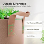 VIVOSUN 5-Pack 1 Gallons Grow Bags Heavy Duty Thickened Nonwoven Fabric Pots with Strap Handles Tan