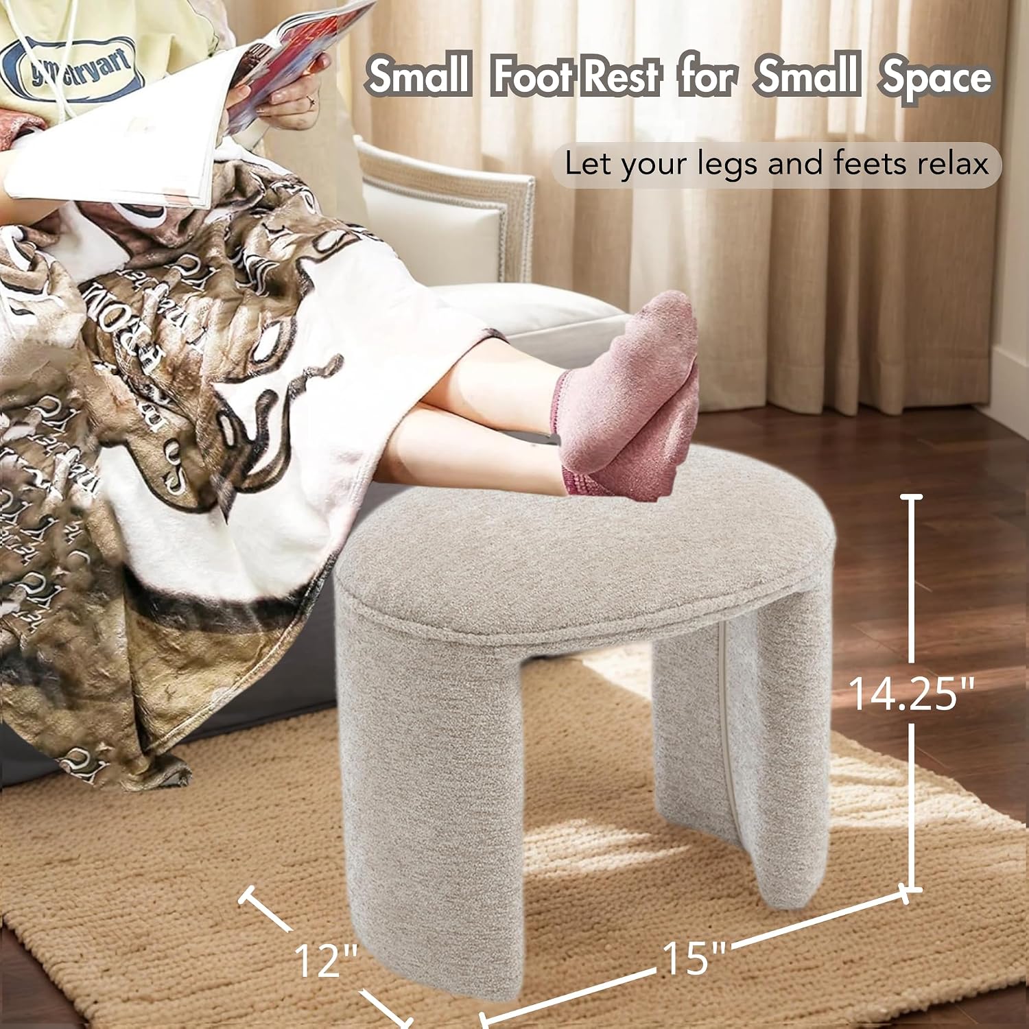Hyfirm 3-Pieces Modern Upholstered Ottoman Waterfall Bench for Bedroom End of Bed, 53" Chenille Entryway Bench Sets, Comfy Indoor Narrow Window Bench Bed Stool Living Room Bedroom, Oatmeal