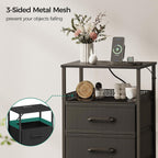 JARHETUN Night Stand Set 2 with Charging Station, 3 Drawer Nightstands with LED Lights, End Table with Outlets and USB Ports, Side Table with Open Shelf, Bedside Tables for Bedroom, Black