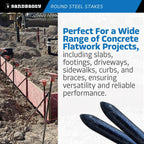 Sandbaggy Round Steel Concrete Form Stakes with Nail Holes - Rust Resistant Coating - Removable, Reusable (20, 3/4 in X 36 in)