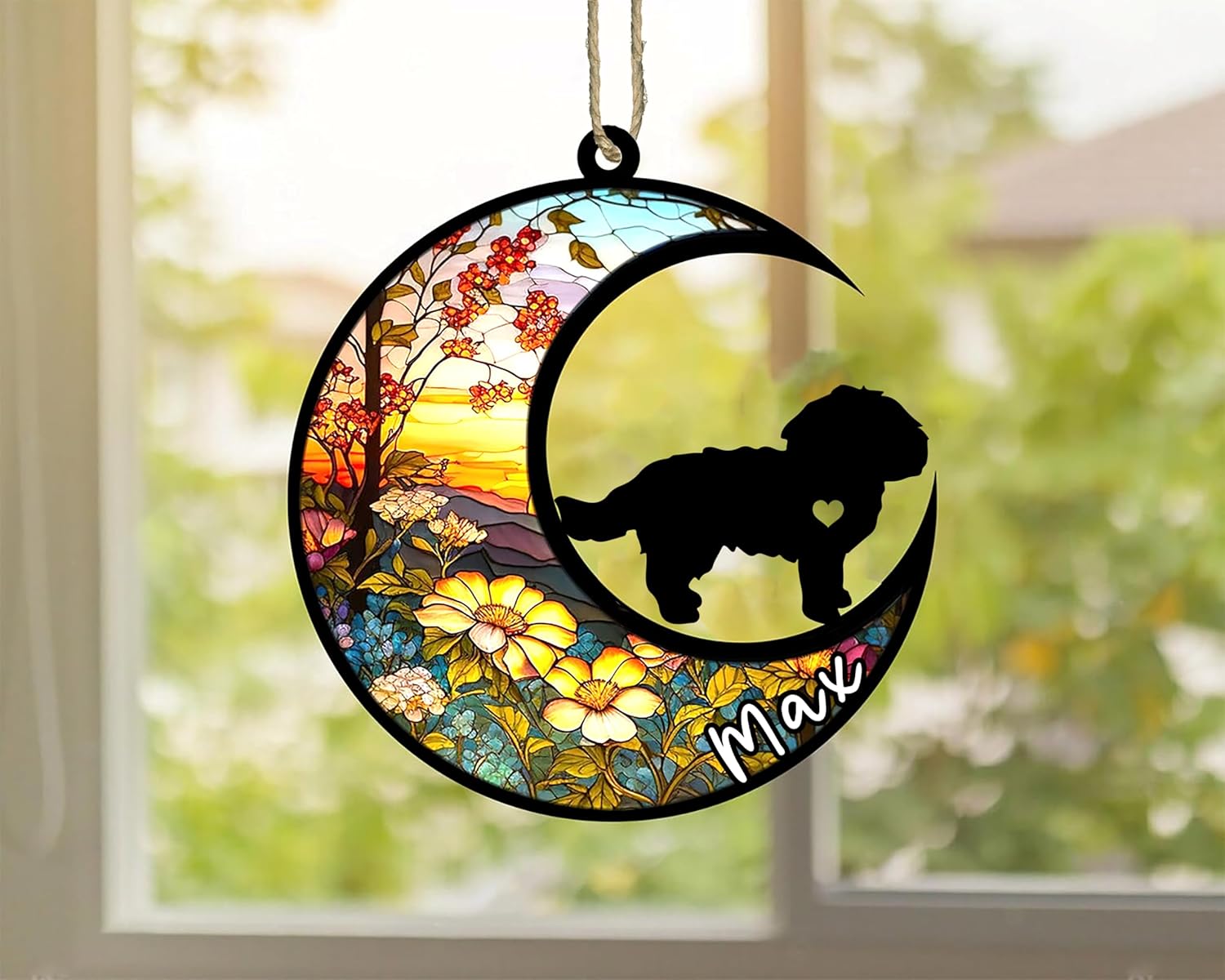 Personalized Dog Memorial, Custom Name Maltese Dog Christmas Ornament with Name, Custom Breeds, Pet Loss Light Catcher, Gifts for Lovers Loss of Pet Sympathy on Mothers Day Christmas