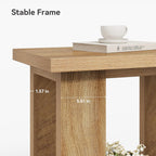 LITTLE TREE 2-Tier Side Table, Farmhouse End Table with Storage Shelves, Small Nightstand Wooden Beside Table Bed Side Table for Small Spaces, Living Room, Bedroom, Light Brown