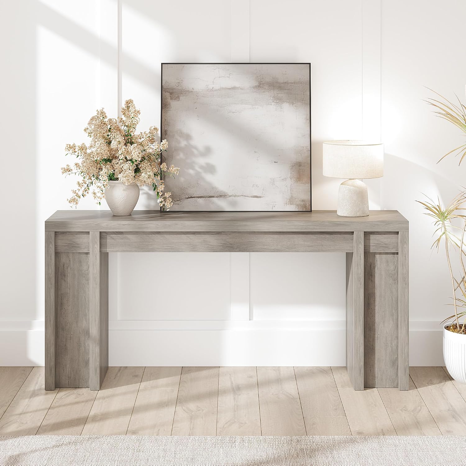 GarveeHome 70.9-Inch Farmhouse Hallway Console Table - Long Sofa Table Behind Couch, Entry Table for Living Room & Foyer Decor, Gray