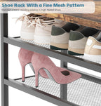 Shoe Rack for Entryway, Freestanding Hidden Shoe Storage Organizer, Boot Shoe Bench Shelves for High Heels with Seat cushion, Narrow Wood Shoe Rack for Entrance Closet, Hallway, 3 Tier (Gray+Black)