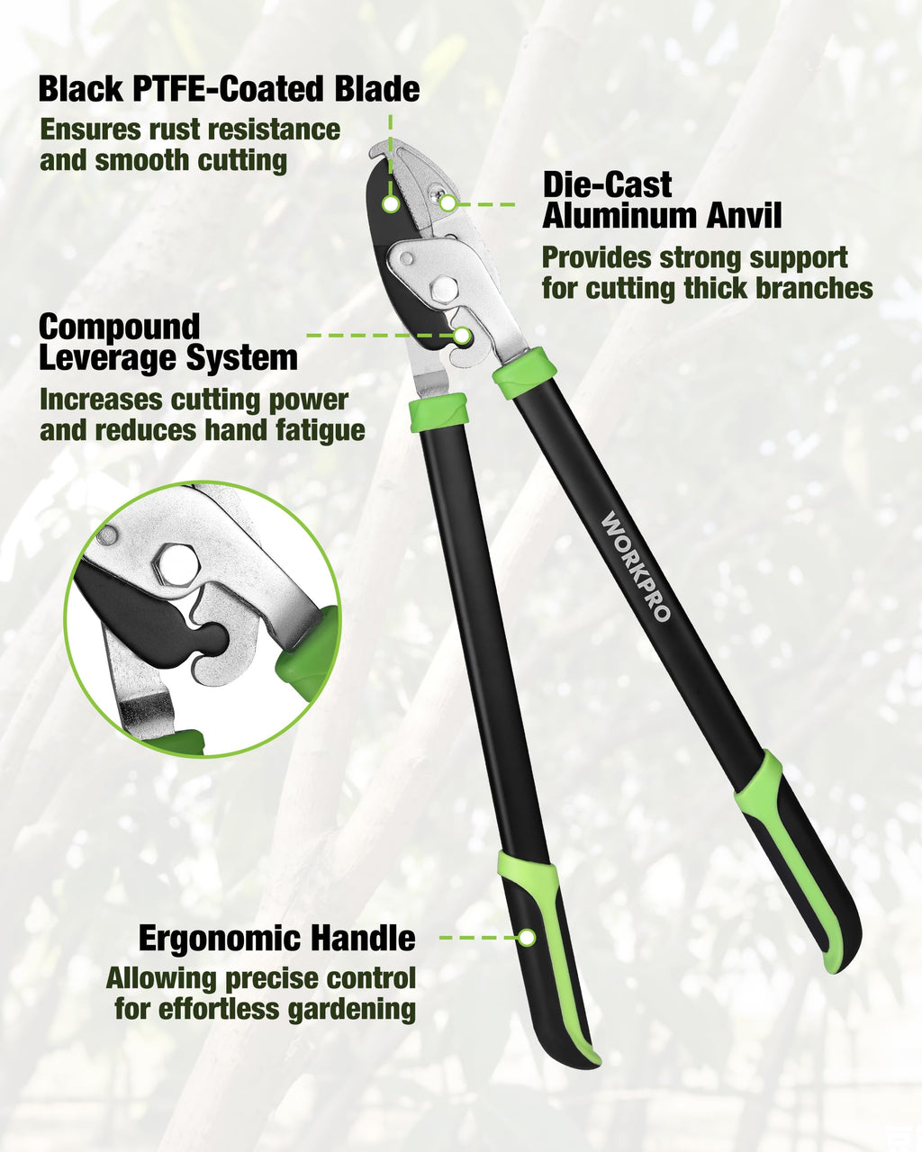 WORKPRO 3-Piece Garden Shears Set, Heavy-Duty Gardening Clippers