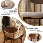 Modern Solid Wood Dining Chair Set of 6, Kitchen Dining Room Chair with Upholstered Cushion and Seat Cover, Curved Backrest, 100% FAS Grade North America Oak Wood, Walnut