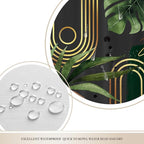 Glawry Dark Green Gold Boho Mid Century Shower Curtain Abstract Tropical Plant Minimalist Modern Geometric Palm Leaf Bathroom Simple 60Wx72L Inches Bath Accessories Art Home Decor Fabric 12 Pack Hooks