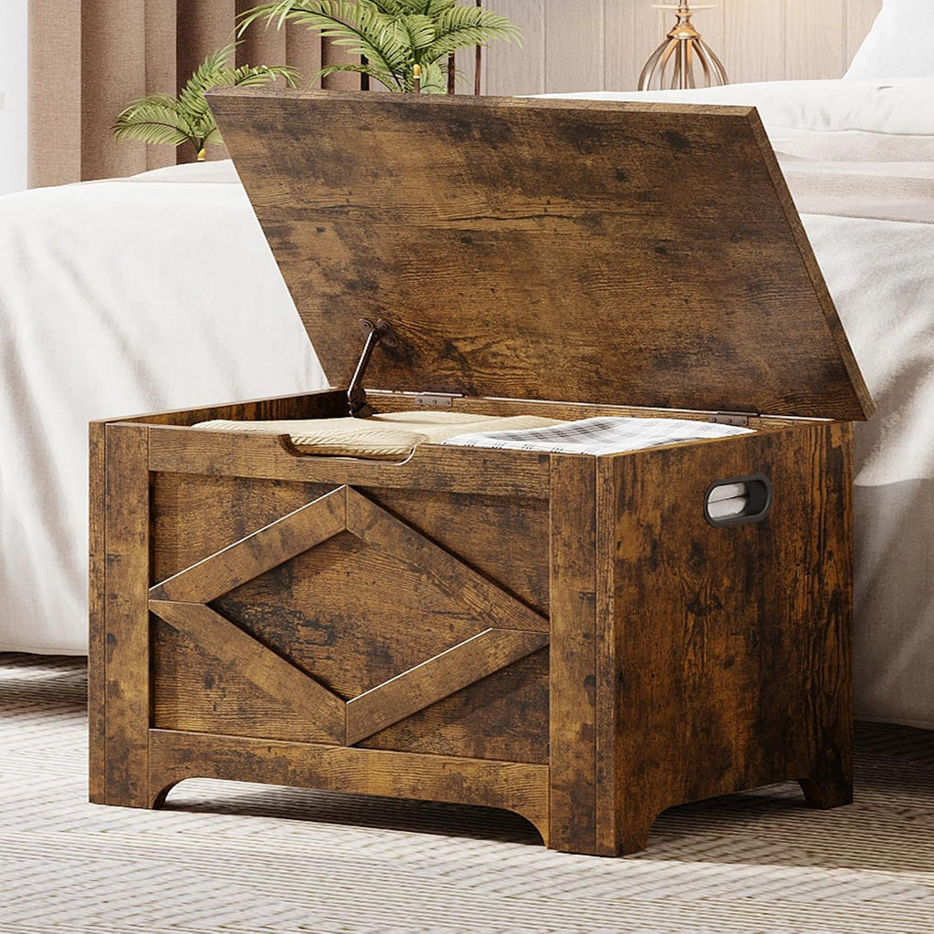 GAOMON Storage Chest, Wooden Storage Bench, Modern Style Lift-Top Shoes Bench with Safety Hinge for Entryway, Bedroom, Living Room, Supports 300 Lb and Easy Assembly