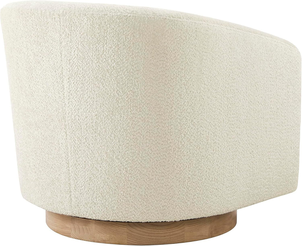 CHITA Swivel Accent Chair, Fully Assembled Fabric Barrel Armchair with FSC Certified Upholstered for Living Room, Bedroom and Office, Cream