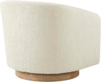 CHITA Swivel Accent Chair, Fully Assembled Fabric Barrel Armchair with FSC Certified Upholstered for Living Room, Bedroom and Office, Cream