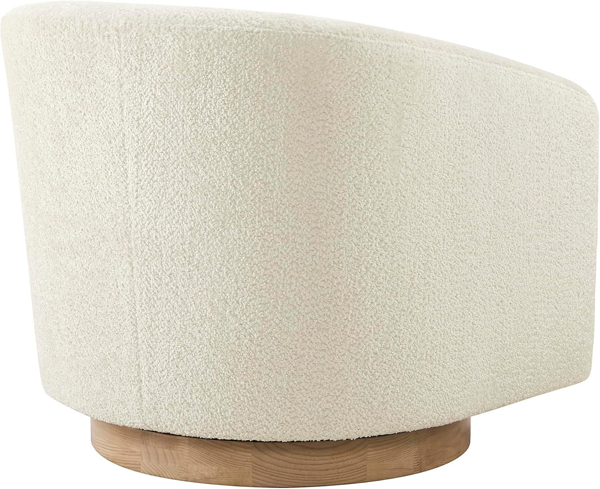 CHITA Swivel Accent Chair, Fully Assembled Fabric Barrel Armchair with FSC Certified Upholstered for Living Room, Bedroom and Office, Cream