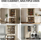 Pantry Cabinet, 71" Tall Pantry Cabinet,Modern Kitchen Cabinet with Doors, Drawers & Adjustable Shelves, Freestanding Food Pantry Cupboard with Side Rack for Kitchen Dining Room,Oak