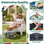Cinnvoice 2 Pcs Inflatable Outdoor Ottoman Pouf Waterproof Round Footrest with Handle D21 x H9 Inch Indoor Outdoor Portable Footstool for Patio Garden Camping or Home Pool(Parrot)