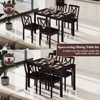 Giantex 5-Piece Dining Table Set for 4, 47" Rectangular Kitchen Table & 4 Chairs with Rubber Wood Legs, Upholstered Seat, Space-Saving Dinette Set for Small Spaces, Living Room, Apartment, Restaurant