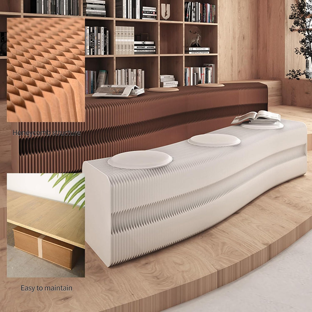 Portable Accordion Folding Hook Made of Cardboard - High-Strength Side Table & Footstool (max. 300kg), Space-Saving Additional seat for Living Room, Office (Write, 98.43 inx15.3inx14.95in)