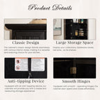 Corner Storage Cabinet 72" H Wooden Kitchen Pantry with 8 Doors, Freestanding Bookshelf Cabinet with Adjustable Shelves for Living Room (Black & Style 2)