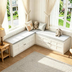 L-Shape Storage Bench with Cushion, Backless Corner Dining Nook Bench with Hidden Storage for Kitchen, Entryway, Cloakroom