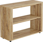 Tribesigns Narrow Side Table, 3-Tier End Table for Living Room, Small Fluted Nightstand with Storage Shelves, Farmhouse Bedside Table for Bedroom, Small Spaces, Sofa Couch, Natural