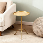 SHOHAYTO 2 Pcs Small Bronze Pedestal Side Table – 21.25" Tall Metal Martini Table for Bedroom, Living Room, or Office – Round Accent Cocktail End Table