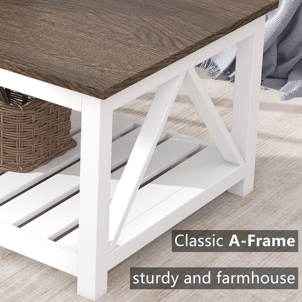 ChooChoo 40" Farmhouse Coffee Table with A-Frame Design for Living Room