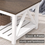 ChooChoo 40" Farmhouse Coffee Table with A-Frame Design for Living Room