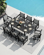 SERWALL Outdoor Dining Chairs Set of 2, All-Weather HDPE and Textilene Material Patio Chairs, Grey