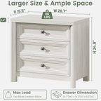 White Nightstand with 3 Drawers, Wood Night Stand with Metal Knobs, Farmhouse Bed Side Table for Bedroom, Modern End Table for Living Room Home Office Storage 1PC