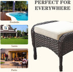Belord Outdoor Ottomans for Patio Foot Rest - 25 Inch PE Wicker Foot Stool Set of 2 with Removable Cushions for Patio Furniture Sets,All Weather Rattan Ottoman for Balcony Deck Backyard Brown