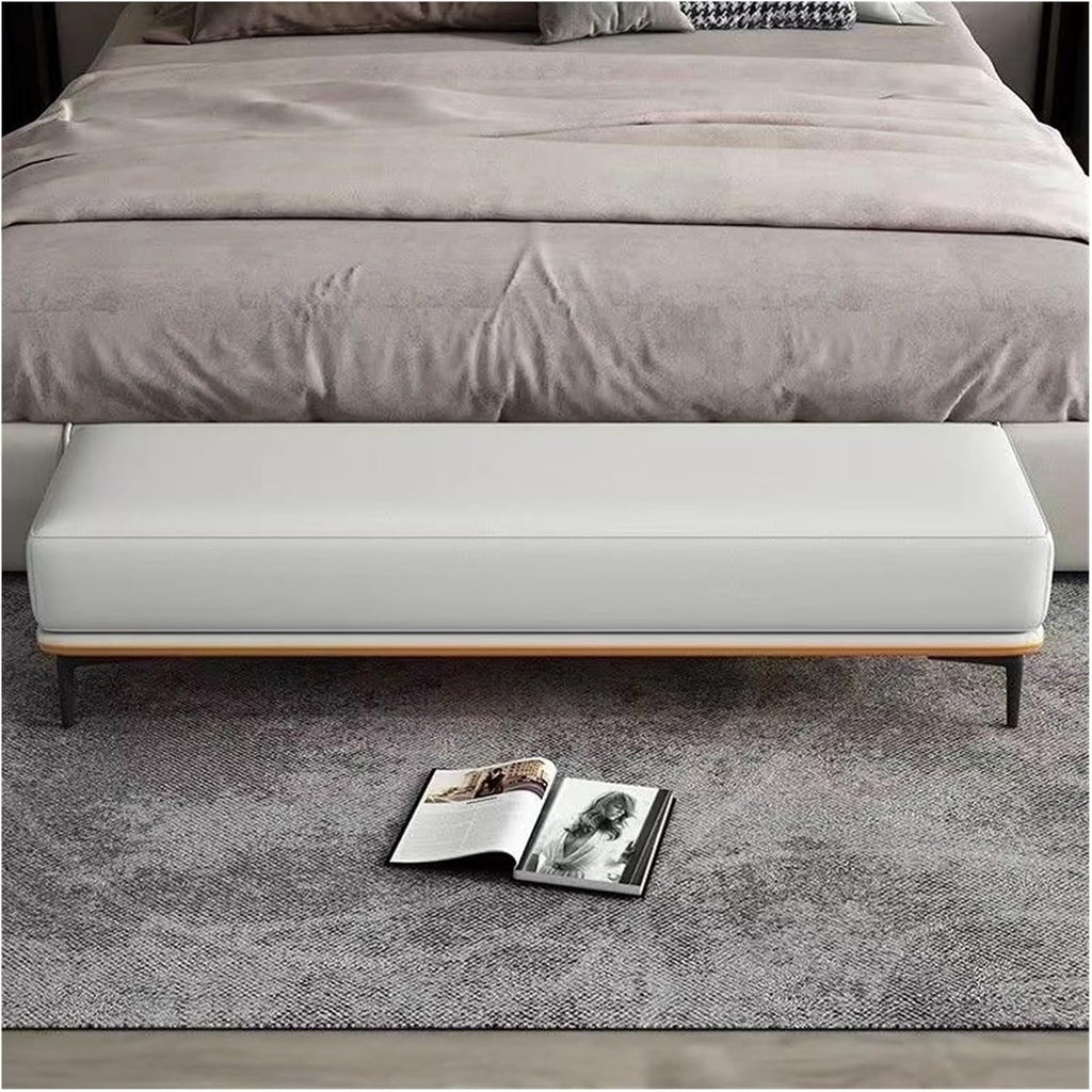 Modern Bedroom Bench, PU Leather Entrance, Upholstered Bed Stool with Metal Legs, for Living Room, Foyer, Dining, Bedrooms Entryway(150 * 50 * 40cm)