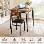 GAOMON 3-Piece Dining Table Set, Sturdy Wooden Square Table and Chair Breakfast Table Set for 2 Person,for Home or Commercial Dining Room,Vintage Brown