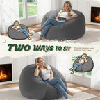 ZurNesfure Bean Bag Chairs for Adults 3FT with Memory Foam Grey, Medium | Giant Bean Bag Chair, Lazy Sofa with Machine Washable Cover, Lightweight, Beanbag for Living Room Bedroom Dorm