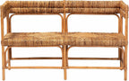Bali & pari Adisa Natural Rattan Bench - Handcrafted Banquette with Woven Seagrass Seat and Open Back, Coastal Boho Accent Seating for Entryway, Dining or Living Room