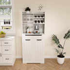 70.8" Tall Pantry Cabinet with Hutch, Sideboard Storage Cabinet with Drawer for Dining Room, Living Room, Wine Bar Cabinet for Liquor and Glasses for Coffee Bar, White