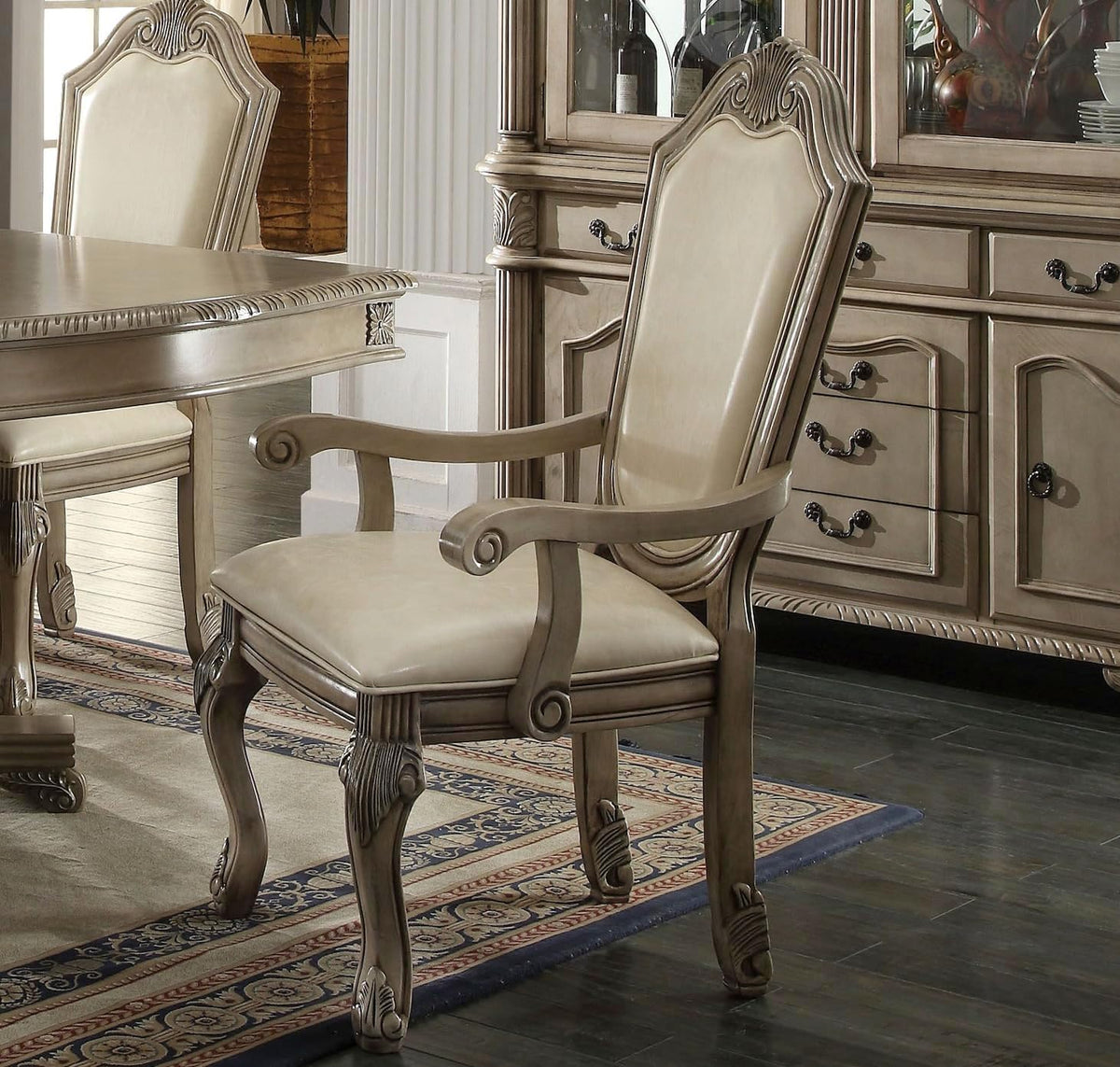 7-Piece Dining Set with Dining Extension Table, 4 Side Chairs and 2 Arm Chairs (C*)