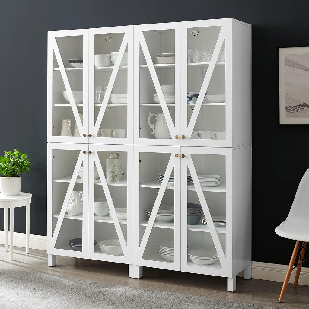 Crosley Furniture Cassai 2-Piece Pantry Storage Cabinet Set with Shelves, Kitchen, Dining, or Laundry Room, White