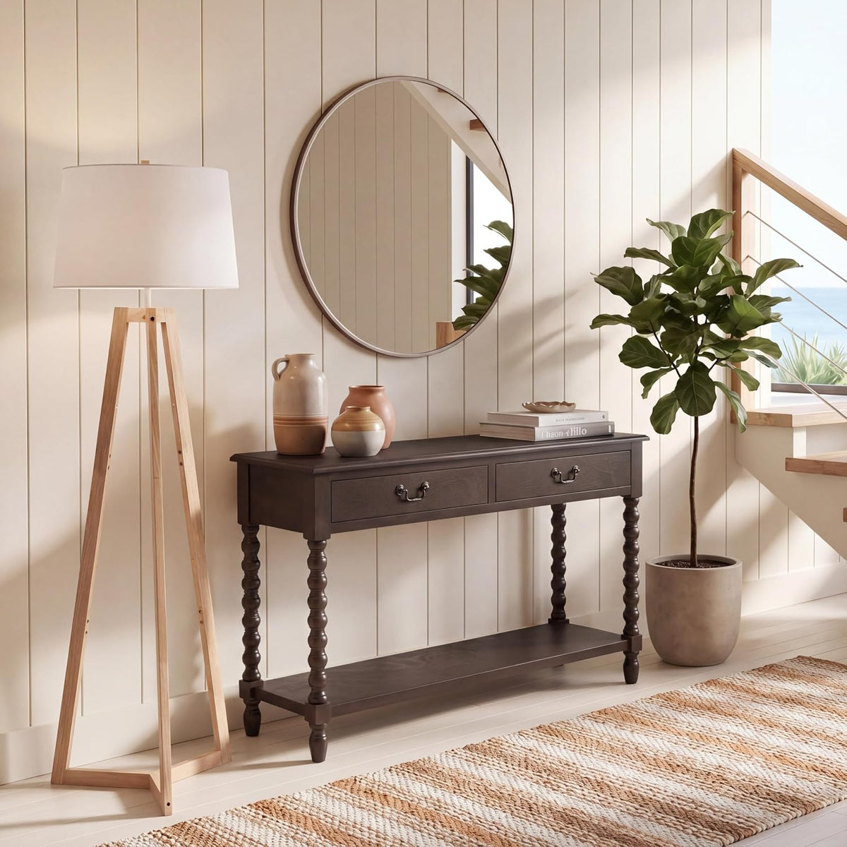 SAFAVIEH Furniture - Athena 2-Drawer Console Table - Dark Chocolate - Solid Wood - Farmhouse Classic Design - Ideal for Entryway, Living Room, Hallway, 35.5" W x 13" D x 29.5" H (CNS5702D)