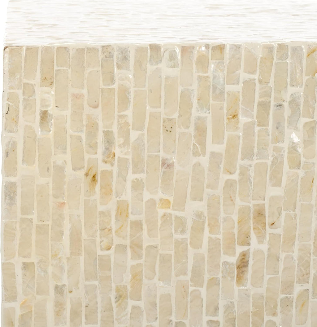 SAFAVIEH Home Collection Scarlett Natural & Silver Capiz Shell Square Accent Table (Fully Assembled)