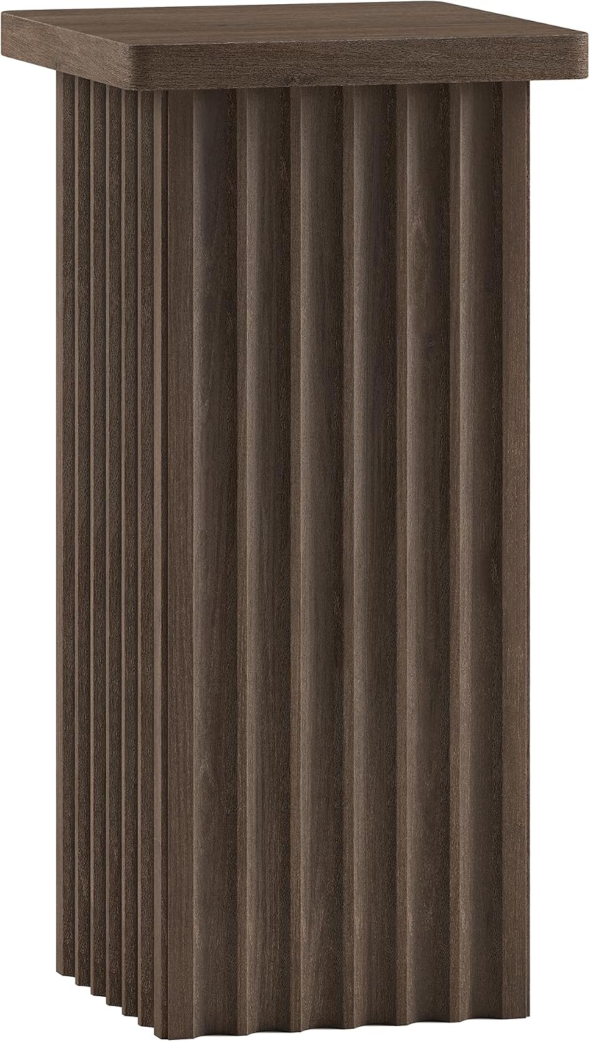 Henn&Hart 11" Fluted Modern Square End Table, Ribbed Side Table, Nightstand for Living Room, Office, Family Room, or Bedroom, Heritage Oak