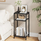 Heybly Small Side Table Set of 2, Tall End Table with Adjustable Shelf, Telephone Table, Nightstand, Accent Table Stand, Small Entryway Table, Bedroom,Living Room, Office,Bathroom, Black, HET003BK2