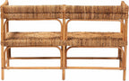 Bali & pari Adisa Natural Rattan Bench - Handcrafted Banquette with Woven Seagrass Seat and Open Back, Coastal Boho Accent Seating for Entryway, Dining or Living Room